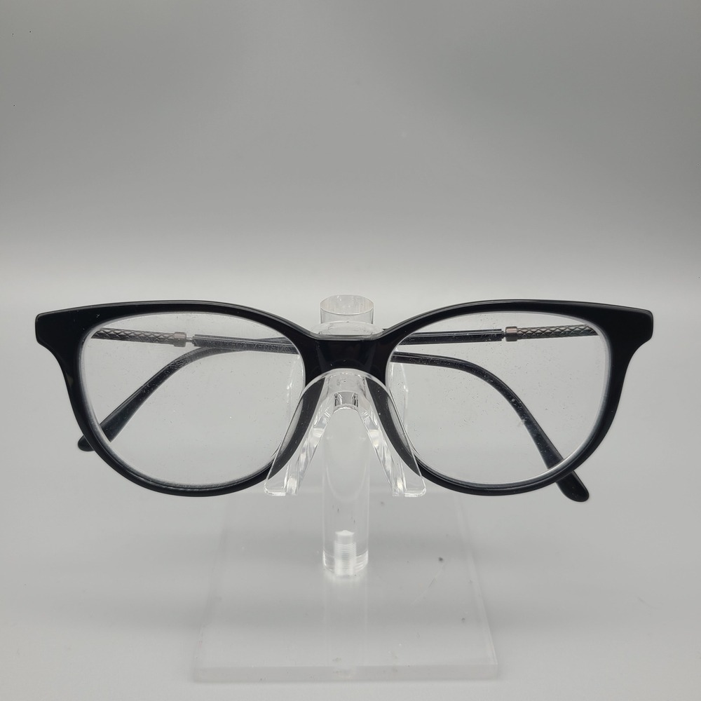 Bottega Veneta Black Cat Eye Eyeglasses Intrecciato Detail 49-19-145